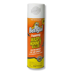 Bengal® Foaming Wasp & Hornet Killer 084865971217, Bengal® Foaming Wasp & Hornet Killer, Bengal, water-based foaming insecticide, wasp killer, wasp spray, hornet killer, hornet spray, foam trapping insecticide, kills on contact, non-staining, vinyl siding, shingles, landscape plants & shrubs, quick knockdown,  encapsulates the wasp nest, Up to 25 jet spray