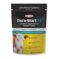 Durvet® Dura-Start 50 Durvet, Dura-Start, 50, Dura, Start, Durastart, Colostrum, dry, bovine, cow, cattle, livestock, stock, treat, passive, transfer, prevents, mortality, aids, reduce, diarrhea, e, coli, health, care, dairy, calves, anti, body