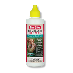 Durvet® No-Bite™ Ear Mite Control Durvet, No Bite, Ear, Mite, Control, Pet, Supplies, dog, cat, treatment, heal, aid, eliminates, rid, tick, relief, itch, flea, non, oily, water, based, effective, quick, fast, acting, squeeze, Pyrethrin, piperonyl, butoxide