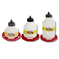 Little Giant® Plastic Poultry Waterer Little Giant®, Large, Capacity, Fountain, Waterer, Miller, MFG, Poultry, chicken, large, chicken, watering, hanging, large, capacity, Automatic, Poultry, Waterer, vacuum, sealing, O-ring, cap, creates, automatic, water, flow, dent, proof, heavy, duty, translucent, plastic, water, level, easy-to-fill, jar, snaps, compactly, base, rugged, handle, transport, yard, durable, unit, stand, up, use,  3, Gal, 16", diameter, octagon, 14.75", high, 5, 19", 7, 24"