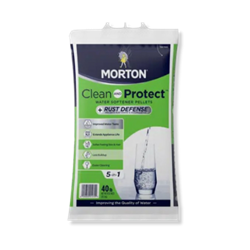 Morton® Clean and Protect™ + Rust Defense Morton, Clean, Protect, Plus, Rust, Defense, water, softener, pellets, salt, bathroom, kitchen, drinking, laundry, long, lasting, easy, 40