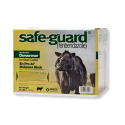 Safe-Guard® En-Pro-AL® Molasses Block Safe-Guard®, Molasses, Block, Merck, Animal, Health, livestock, Pressed, poured, cattle, dewormer, deworming, pastured, cattle, feeding, medicated, blocks, three, days, only, sole, source, salt, removal, control, Lungworms, Stomach, Brown, worm, Intestinal, worms,  Hookworm, Thread-necked, intestinal worm, Small, worms, Bankrupt, Nodular, treats, 8,000, lb., 500, lb, cattle, 1.5, lb