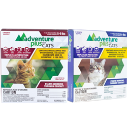 Adventure® Plus for Cats (Topical) Adventure, Plus, Cat, Feline, Promika, Pet, Supplies, flea, tick, control, treatment, topical, killer, four, dose, immediate, relief, kills, treat, contact, eggs, larvae, infestation, protection, life, cycle, month, water, proof, resistant, effective