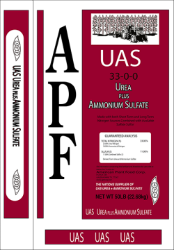 Urea + Amonium Sulfate UAS 33-0-0 Urea + Ammonium Sulfate UAS 33-0-0 - American, Plant, Food, Fertilizer, Home, Garden, Supply, fertilizer, short, term, nitrogen, long, sulfur, alternative, nitrate, larger, acreages, Farm, Vegetables, Corn, Potatoes, Onions, Lawns, Gardens, Flowers, Shrubs, Hedges, trees, quick, lawn, green